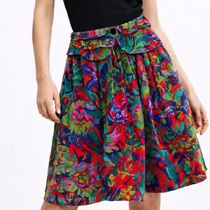 Fiorucci Made In Italy Vintage Bold & Colorful Floral Velvet Velour Unique Skirt